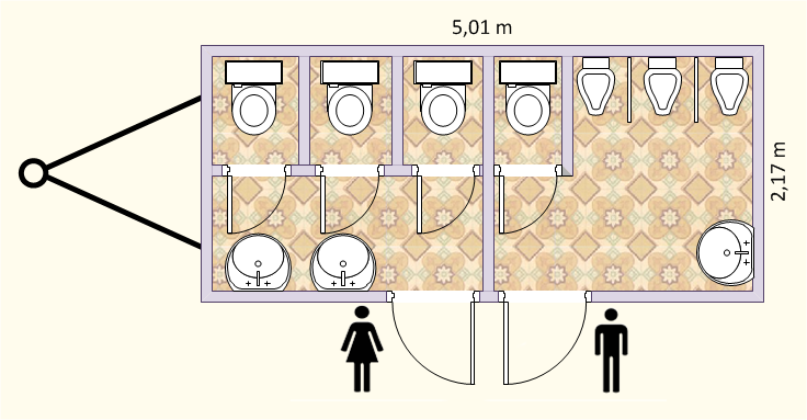 Grundriss des WC-Anhängers.
